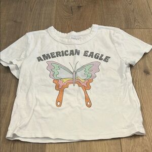American Eagle Outfitters Pink and White Short Sleeve Tees